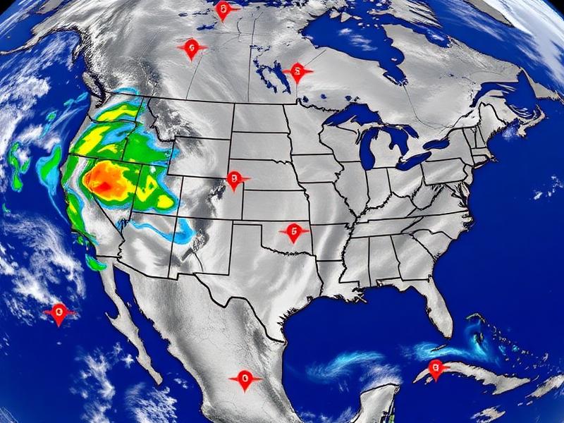 USA weather map with real-time storm tracking and emergency service marketing automation overlay